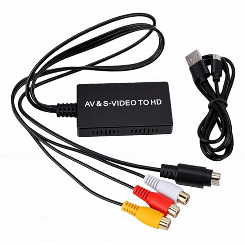 SENECESLI Convertidor S Video AV a HD, Salida 1080P CVBS AV a HD Convertidor de Interfaz Multimedia con Plug and Play, para Monitores HDTV Reproductores de DVD Consolas de Juegos