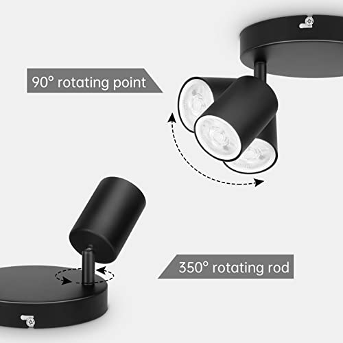 Ketom Black LED Ceiling Light Round Rotatable, 2 Way Ceiling Spotlight Fitting, Adjustable GU10 Ceiling Spotlight - Image 2