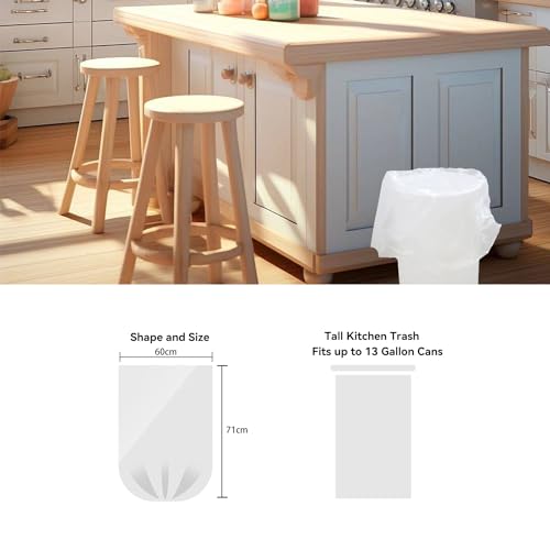Image of WAIKAS 10 Gallon Trash Bag, 30 Count, Medium Garbage Bags, No Flaps /Ties, 60x71cm,11.2g /pcs, Unscented, White