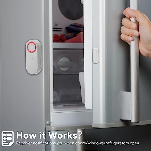 Freezer Door Alarm with Delay When Left Open, Windows Open Alarms Close Doors Reminder Loud 120 dB, Door Chime Alarm for Home, Store, Office, School