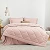 Love's cabin Twin Comforter Set Pink, 5 Pieces Twin Bed in a Bag, All Season Bedding Sets with 1 Comforter, 1 Flat Sheet, 1 Fitted Sheet, 1 Pillowcase and 1 Pillow Sham #1