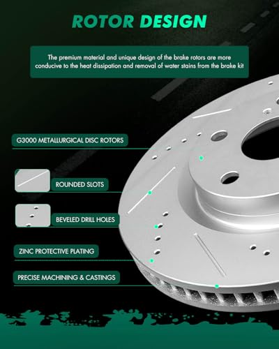 Image of SCITOO Front 11.65 inch Brake Pads and Rotors Kits Fit For Lexus ES300h 2013-2018,For Lexus ES350 2007-2018,For Toyota Avalon 2008-2018,For Toyota For Camry 2007-2017
