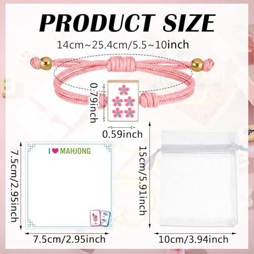 Unittype 16 Set Mahjong Woven Bracelets with Card Bag Adjustable Bracelet Jewelry Gifts Accessories Set for Mahjong Party Favor Gift Bulk by Unittype - Used condition - Image 2