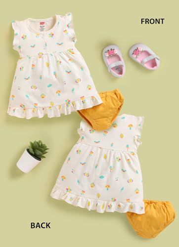 Image of LuvLap Baby Girls Regular Fit 100% Cotton Half Sleeve Girls Knee Length Frock Pack of 3