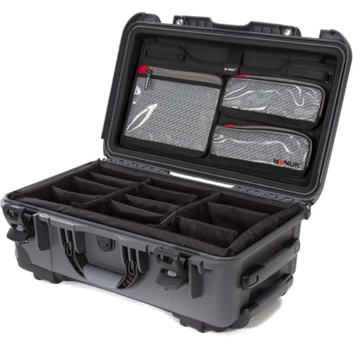 Nanuk 935 Pro Photo Kit - Waterproof Carry-On Hard Case with Lid Organizer and Padded Divider & Wheels, Graphite