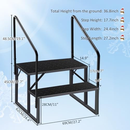 Escalera de 2 peldaños resistente con pasamanos para uso exterior miniatura 4