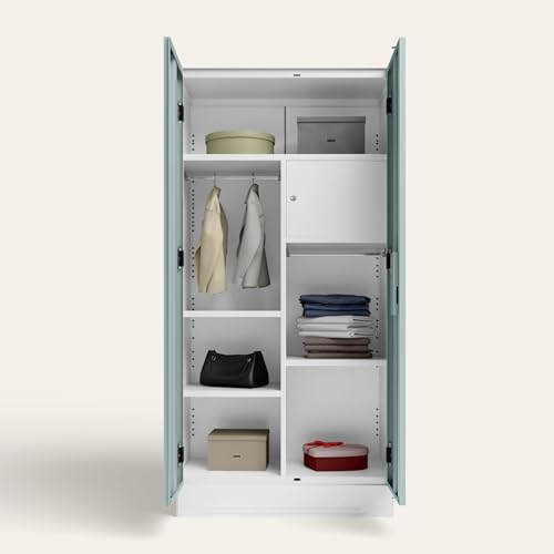 Image of Interio by Godrej Slimline 2-Door Digital Printed Steel Almirah (Sky Grey Tropical Haven), 1-Year Warranty, 1 Locker