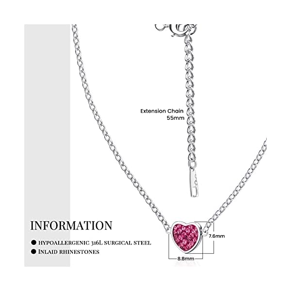 Heart Shaped Ladies Necklace 925 Sterling Silver Rose Gold Plated Gemstone Pendant Necklace Birthday Gift Mom Gift Wife Gift Women's Necklace Mother's Day Gift - Image 3