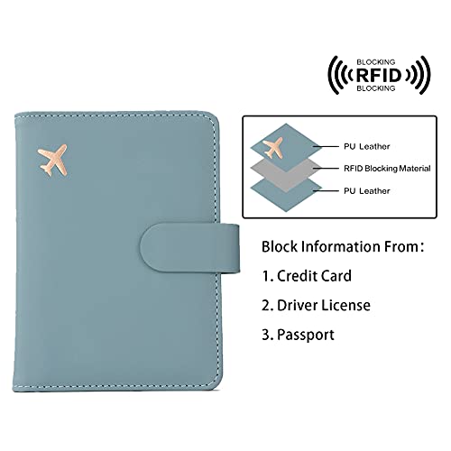 Image of Melsbrinna Rfid Passport Holder for Travel women /Men, Cute Passport Wallet Rfid Blocking Card Slots, Rfid Passport Cover /CaseTravel Wallet, Passport Book Holder (2, Blue1Blue2)