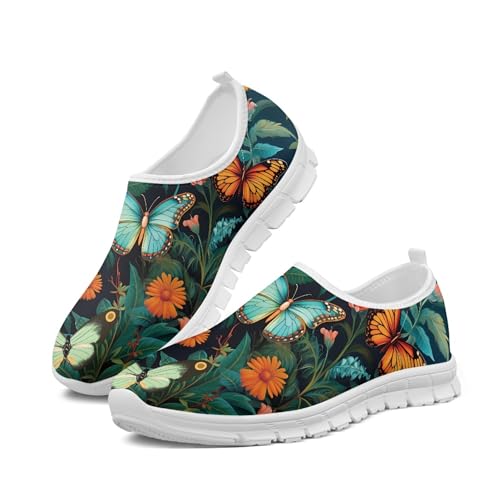 Image of Hummingbird Floral Print Lightweight Walking Shoes for Women Mesh Casual Sneakers Size 5-10.5