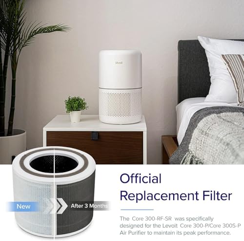 Image of LEVOIT Core 300-P Replacement Filter for Air Purifier Smoke Remover, Genuine Core300S-P Filters, Supports HEPA Sleep Mode, High-Efficiency Activated Carbon, Core 300-RF-SR, 1 Pack, Blue