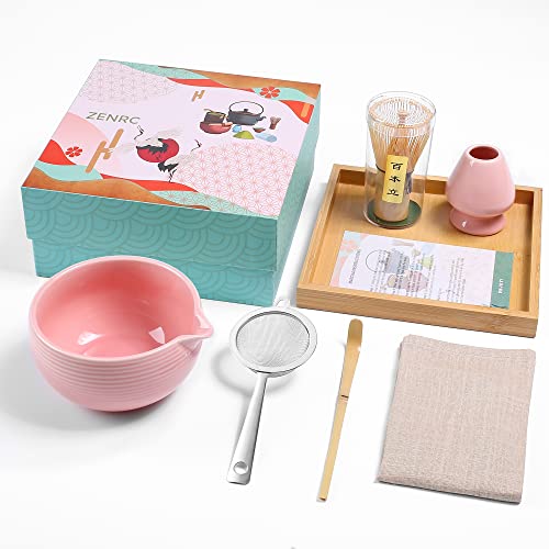 ZENRC Ceremony Matcha Kit - Traditional Bamboo Matcha Whisk (Chasen) Scoop (Chashaku) Chawan Bowl...
