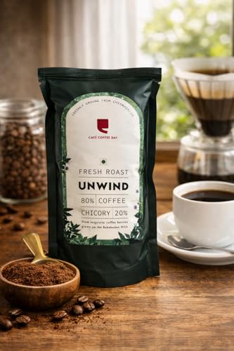 Image of Cafe Coffee Day-| Unwind(80% Coffee & 20% Chicory) | 200 Gm | Medium To Dark Roast | South Indian Filter Coffee Powder Bag | Fresh From Chikmagalur Factory