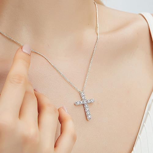 14K Gold Plated Cross Necklace for Women Silver Gold Cubic Zirconia Cross Pendant Necklace for Women Girls Dainty Cross Chain Necklace Jewelry Gifts for Women2