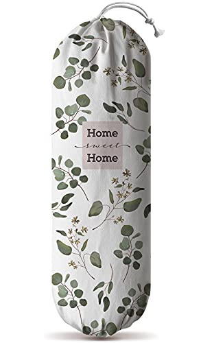 Hglian Grocery Bag Storage Dispenser,Eucalyptus Leaves Plastic Bag Holder,Garbage Shopping Trash Bags Carrier Organizer,Farmhouse Sweet Home Kitchen Decor,Gifts for Women Grandma Mom