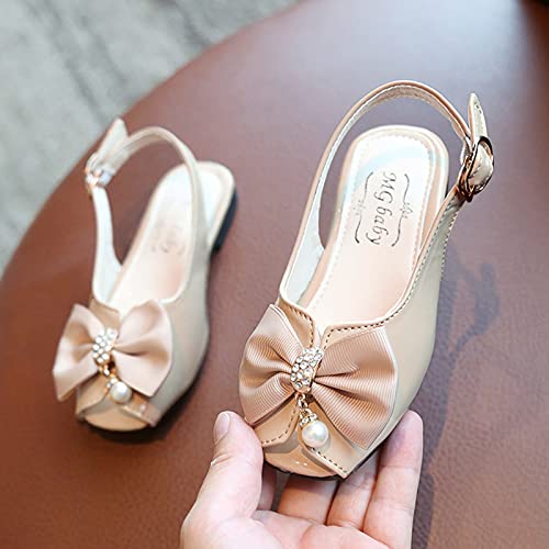 Girls' Sandals Sandals Princess Bowknot Crystal Shoes -Toe Toddler Baby Girls Children Girl's Shoes (White, 9 Toddler)2
