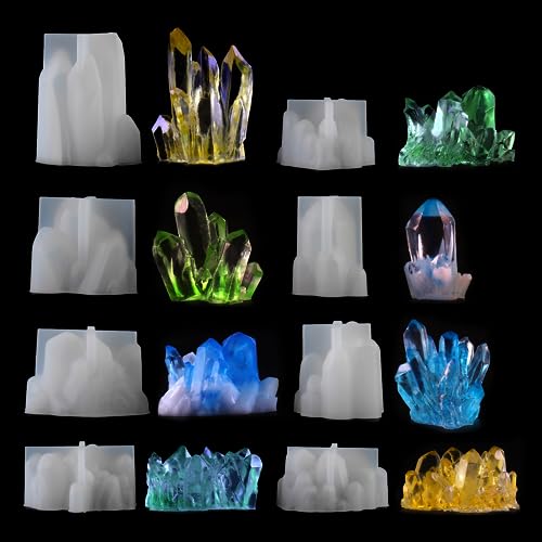 EPODA 8 Pezzi Stampi in Silicone Resina Epossidica per Cristallo, Stampi in silicone irregolare cristallo utilizzato per fai da te, Stampo in cristallo di quarzo per decorazioni per la casa