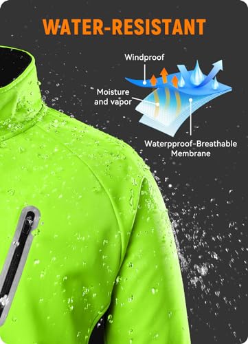baleaf Men's Winter Cycling Jackets Water Resistant Thermal Running Softshell Jacket Warm Cold Weather Pockets Green L