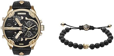 Amazon.com: Diesel Men's Mr. Daddy 2.0 Quartz Leather Two-Hand Watch,  Color: Black/Gold (Model: DZ7371) with Diesel Men Steel/Lava Bracelet  Color: Gold/Black Lava (Model: DX1069710) : Clothing, Shoes \u0026 Jewelry