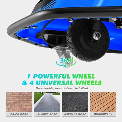 JOYLDIAS 360 Degrees Rotating Ride On Drift Car, 24V Electric Drifting Go Kart for Kids with High/Low Speed, 24V Brushless Motor, Flashing Lights, Flag, Music, Bluetooth for Kids, Blue - Thumbnail 6
