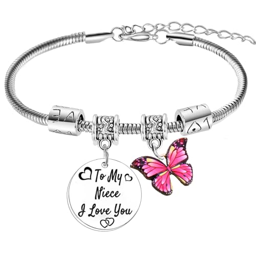 To My Niece Butterfly Bracelet I Love You Bracelet Gifts for Niece Christmas Birthday Gift for Nieces from Aunt Uncle
