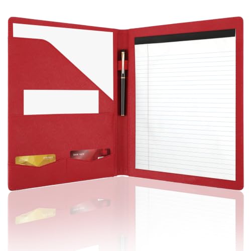 Image of Professional Padfolio Portfolio Binder, Faux Leather, Red