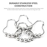 12 PCS Shower Curtain Hooks, Silver Stainless Steel Shower Curtains Rings with Roller Balls, Rust-Resistant, Heavy-Duty Closure, Suitable for Standard Bathrooms - Image 3