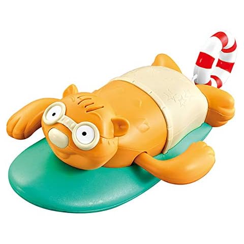 NEXTAKE Pull String Baby Bath Toy Pull & Go Beaver Cute Surfing Beaver Swimming Beaver Windup Clockwork Bathtub Toy for Toddlers (Beige) Cover