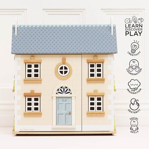 Image of Le Toy Van - Iconic Bay Tree Wooden Doll House | Dream House Wooden Dolls House Play Set | Great As A Gift | Suitable for Ages 3+
