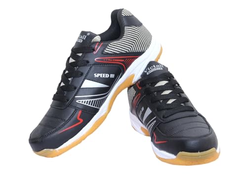 Image of Victall Speed Cushion Rubber Outsole Synthetic Mesh Badminton Black Shoes for Men Lightweight & Comfortable
