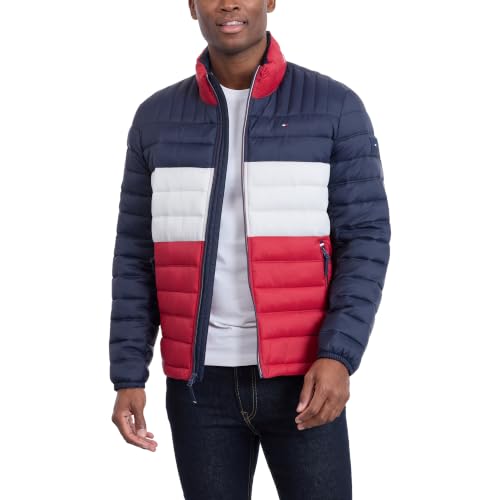 Image of Tommy Hilfiger Mens Embroidered Logo Puffer Jacket