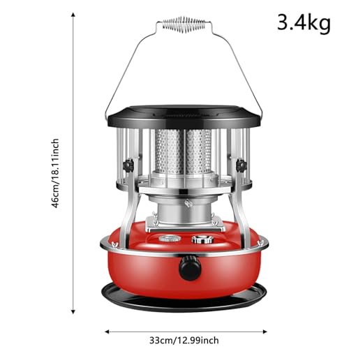 Indoor&Outdoor Kerosene Heaters, 9000 BTU Non Electric Kerosene Stove Portable Space Heater for Home, Garage, Camping, Cordless Forced Air Heater with Safety Shut-Off (Black) - Thumbnail 7