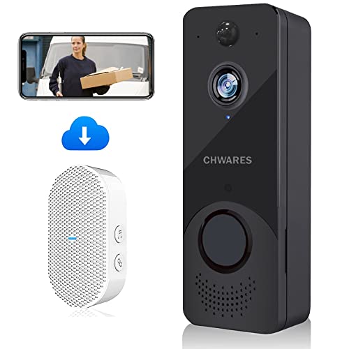 CHWARES Kabellose Video-Türklingel-Kamera mit Glocke, 1080P HD Smart Türklingel Bewegungsmelder, 2-Wege-Audio, Nachtsicht, batteriebetrieben, kostenlose Cloud-Speicherung Cover