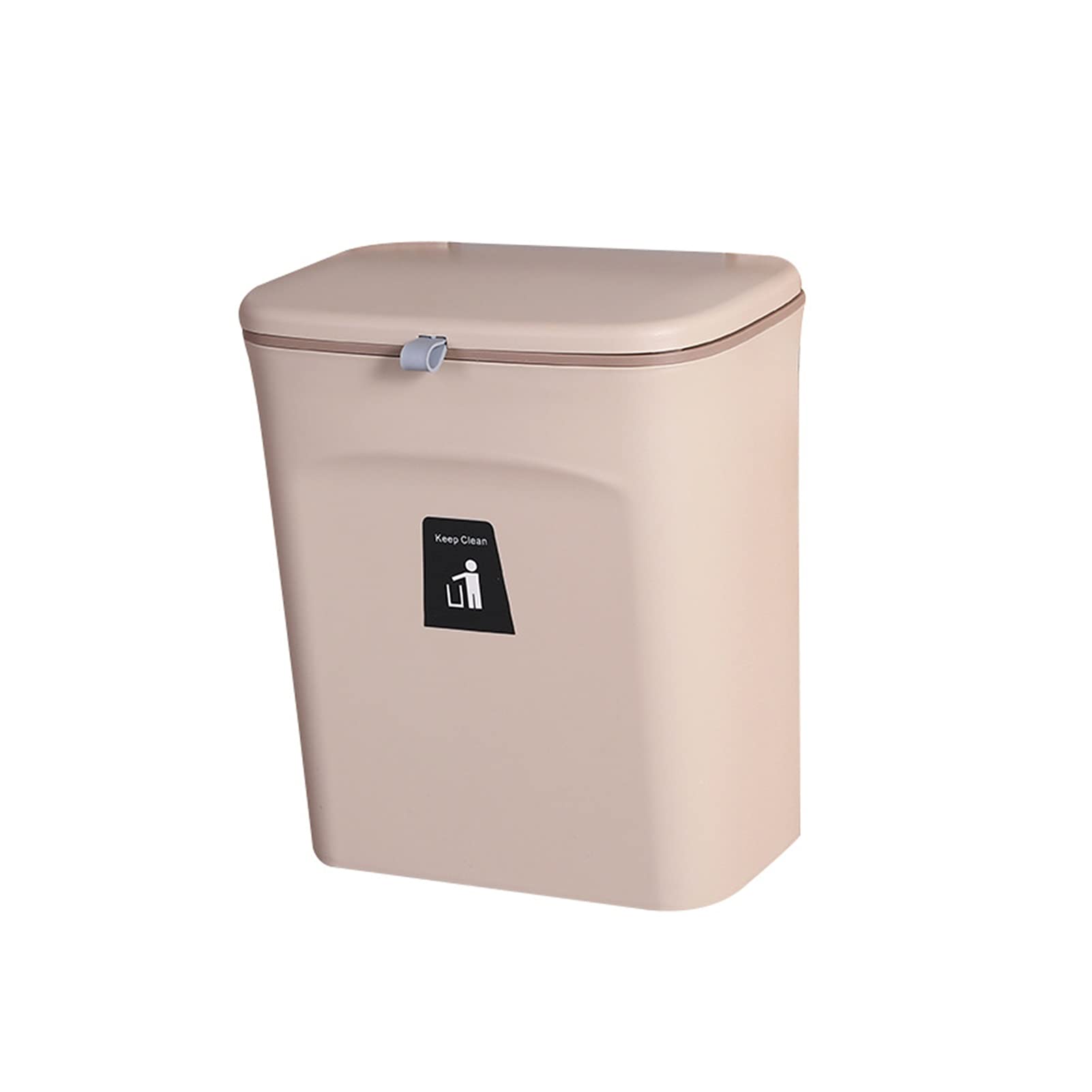 ZQFHSX Hanging Trash Can with， 9L For Kitchen Cabinet Door With Lid Small Under Sink Garbage Bin Wall Mounted Counter Waste Compost Bins(Coffee)