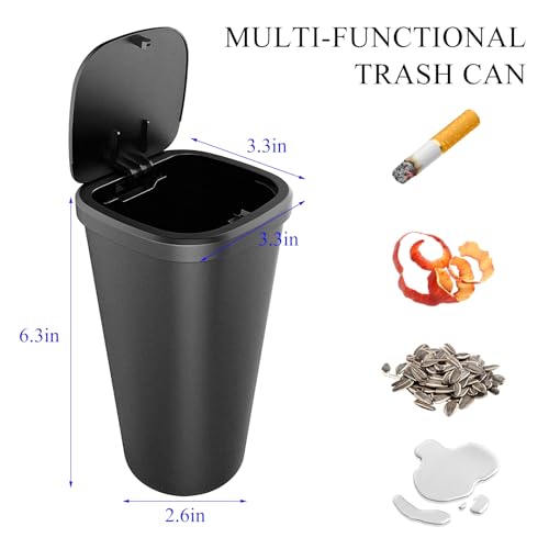 Image of Car Trash Can with Lid, Mini Car Cup Holder Garbage Organizer with 30 Trash Bags, Leakproof & Waterproof Garbage Can Bin for Vehicle Office Home, Universal Car Accessories