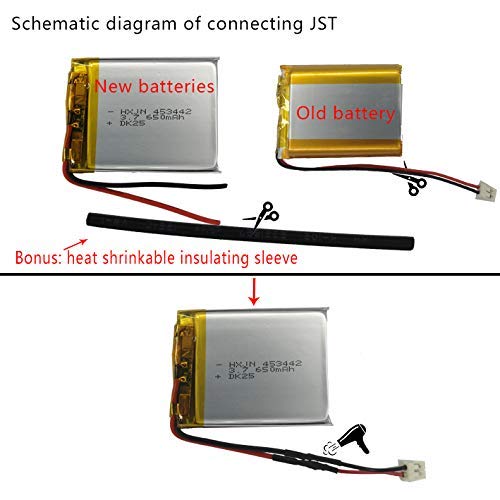 HXJNLDC DC 3.7V 1250mAh 603450 Rechargeable Lithium Polymer Battery Suitable for Replacing Built-in 2-Wire Batteries in 3.7-5V Electronic Devices and LED Lights by HXJNLDC - Used condition - Image 7