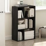 Furinno Daly 6-Cube Bookshelf, Black Book Shelf, Cube Storage Organizer Bookcase with Irregular Compartments, 11.7 x 23.6 x 36.8, for Living Room, Bedroom, Home Office, Plain White