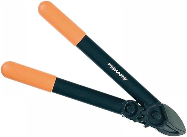 Fiskars Fiskars PowerGear Amboss-Getriebeastschere für trockenes und hartes Holz, Antihaftbeschichtet, Gehärteter Präzisionsstahl, Länge: 39 cm, Schwarz/Orange, L31, 1000581 — Astscheren