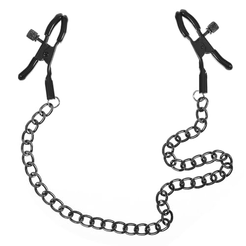Adjustable Metal Chain Nipple Clamps Body Chain Stainless Steel Nipple Jewelry Non Piercing Body Jewelry for Women, Bodys Chains for Women (Black)