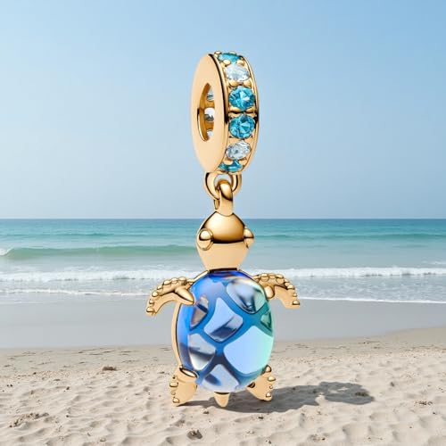 Tortuga de oro charms abalorios compatible con pulsera europea de mujer 5
