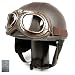 Vintage Motorcycle Motorbike Scooter Half Leather Helmet Brown wlth Free Goggles and One Ganda Anti Electromagnetic Radiation Sticker