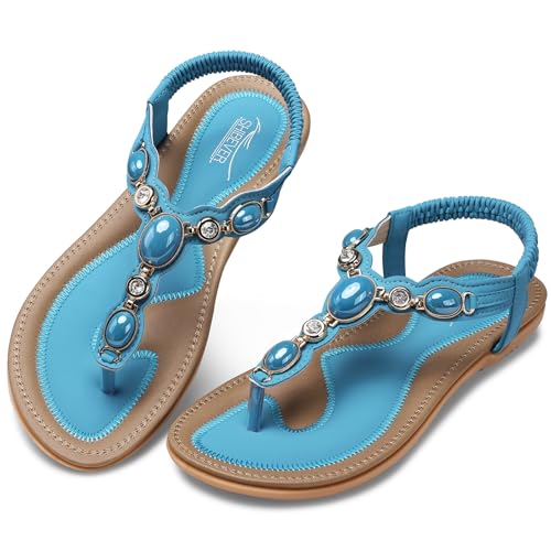 Image of SHIBEVER Dressy Flat Women Sandals: Comfortable Summer Thong Flats Sandal