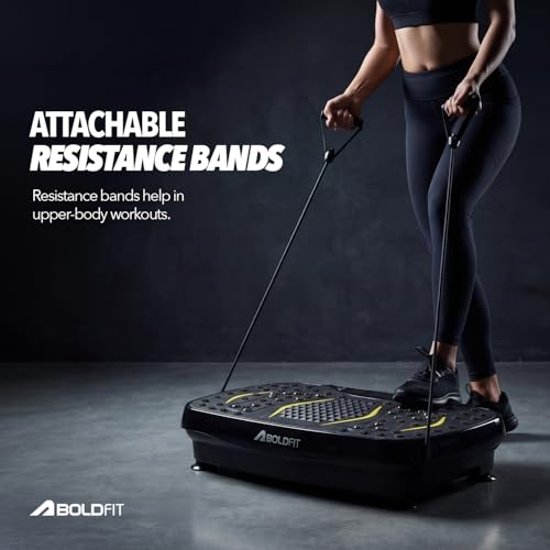 Image of Boldfit PowerBase Vibration Plate Massager, Exercise Machine for Weight Loss & Toning with 0-200 Speed Levels, 5 Modes with Remote & Resistance Bands Ideal for Home Gym Cardio, Circulation & Recovery