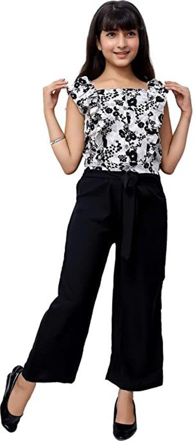 LIME 'N' LEMON Pure Cotton Regular Fit Girls Maxi/Full Length Casual Dress (Black, Sleeveless) 10-11 Years