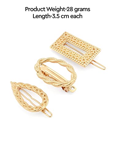 Image of Zaveri Pearls Set of 3 Gold Tone Contemporary Hair Pins For Women-ZPFK15030