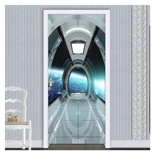 Sticker de porte capsule spatiale 3D : solution papier peint étanche pour masquer les défauts - 2
