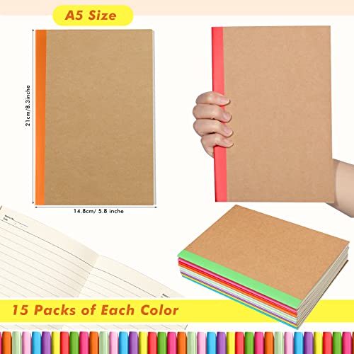 Geyoga 200 Pack A5 Composition Notebooks Bulk 60 Pages Journals Notebooks Colorful Soft Cover Ruled Lined Blank Notepad For School Students Travelers Home Office (Bright Color,Fresh Style) #TOP3