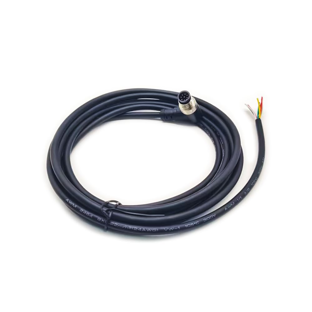 Elecbee 10 pezzi M12 maschio 8 pin cavo di stampaggio ad angolo retto 3meter AWG24 A codice