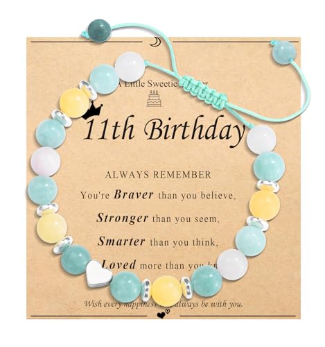 Birthday Gifts For 6th/ 7th/ 8th/ 9th/ 10th/ 11th/ 12th Girls Sweet Heart Beaded Bracelets for Daughter, Granddaughter, Niece, Friends, Sisters