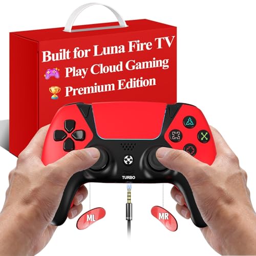 Ymir Luna Controller Upgrade,Wireless Bluetooth Gamepads für Fire TV,PC,PS4,ALPS Sticks ohne Drift,Programmierbare Paddels,Turbo,1200mAh Akku,Gyro Sensor,Amazon Luna kompatibel【2025 Profi Edition】Rot
